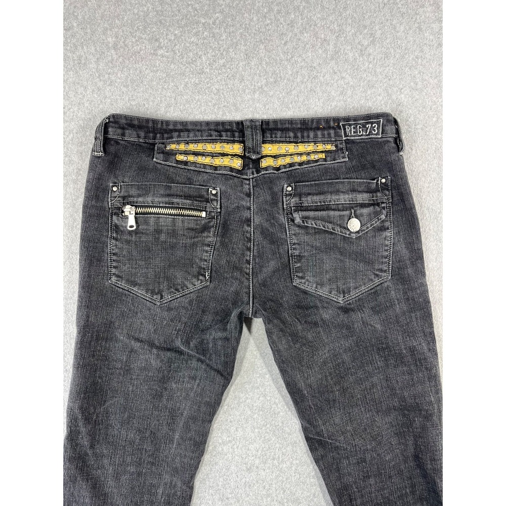 Pepe Jeans London Mens 36x36 Faded Black Flap and Zip Pocket Studded Stretch